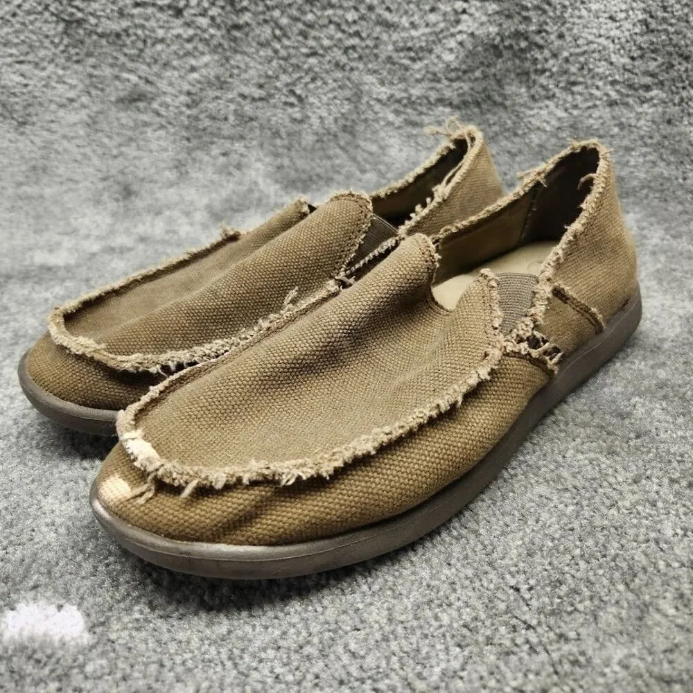 Crocs Santa Cruz Khaki Slip On Canvas Loafers Mens Size 7 Beige
